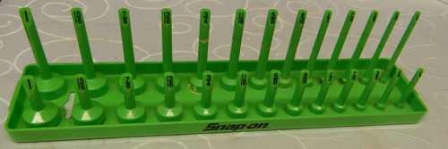 SNAP-ON 3/8" DRIVE SAE GREEN 2 ROW SOCKET HOLDER 1/4-1" HOLDS 26 SOCKETS