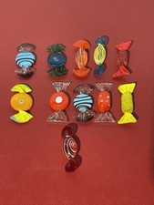 Vintage Murano Style Italian Blown Glass Wrapped Glass Candy Pieces Lot Of 11