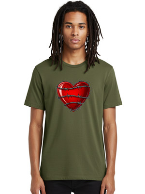 Barbed-Wire-Heart-3 Mens Graphic Tee, 100% Cotton, Casual Summer Wear