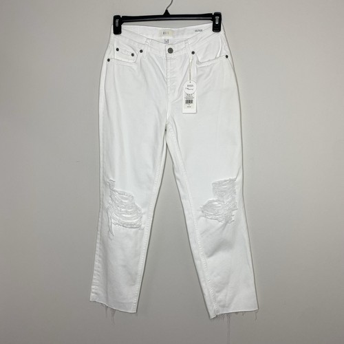 Rails The Atwater Slouchy Straight Jeans Blanche Distressed Size 26 Raw Hem