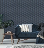 Grafik-Tapete Mit Muster In 3D Matt – Blau, Schwarz