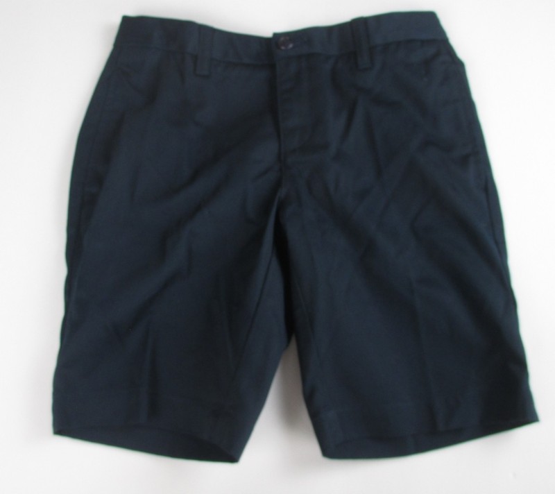 LANDS END Navy School Uniform Plain Front Chino Shorts Girls 12 NEW
