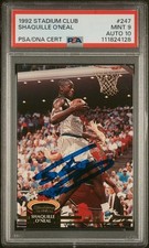 1992 Topps Stadium Club #247 Shaquille O'Neal signed auto RC card PSA DNA 9 10