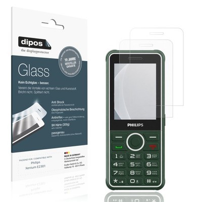 2x Schutzfolie für Philips Xenium E2301 matt - Anti-Shock 9H Folie dipos Glass