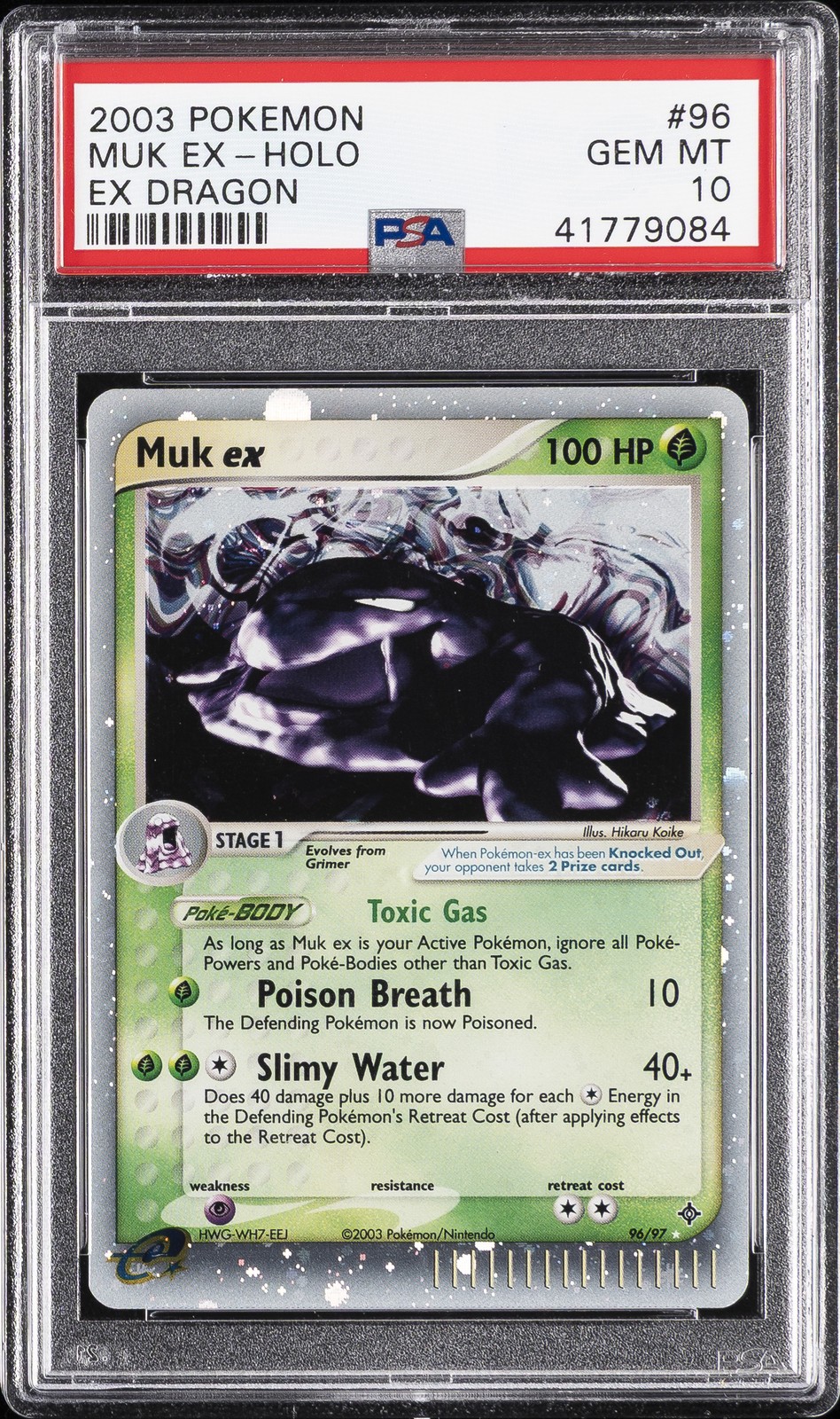 2003 POKEMON EX DRAGON #96 MUK EX-HOLO PSA 10