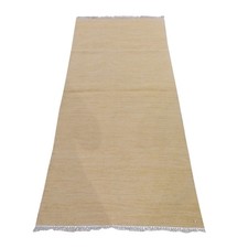 2'5"x6'3" Brown Plain Solid Design Kilim Hand Woven Flat Weave Wool Runner Rug