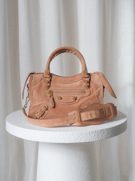 RRP: $3,150 Authentic Balenciaga 'Le City Mini’ Suede Crossbody Bag