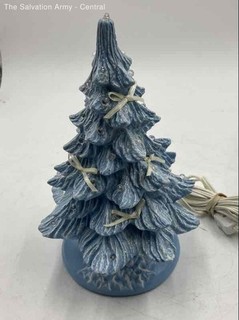 Blue Ceramic Wired Electric Built In Light Decorative Christmas Tree