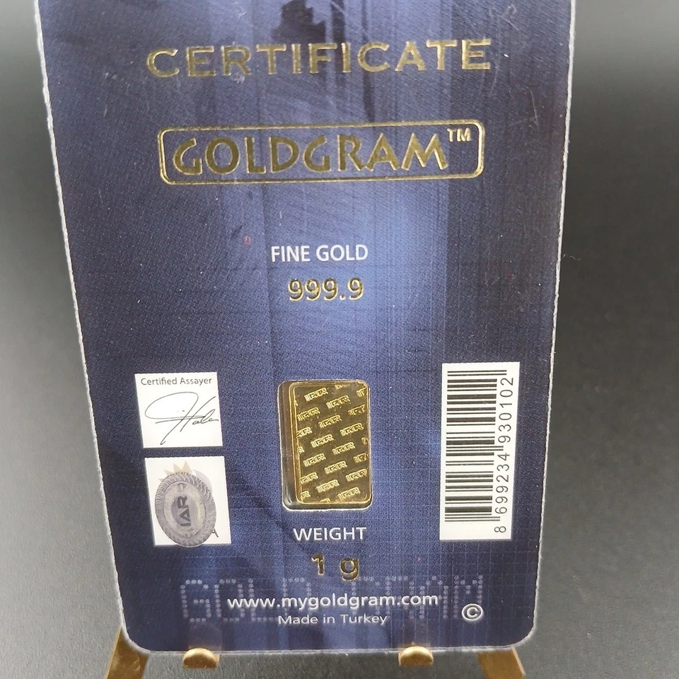 Золотой слиток 1 г IGR 999,9 чистого золота #U10956 запечатанный сертифицированный пробирщик  - Изображение 3 из 4
