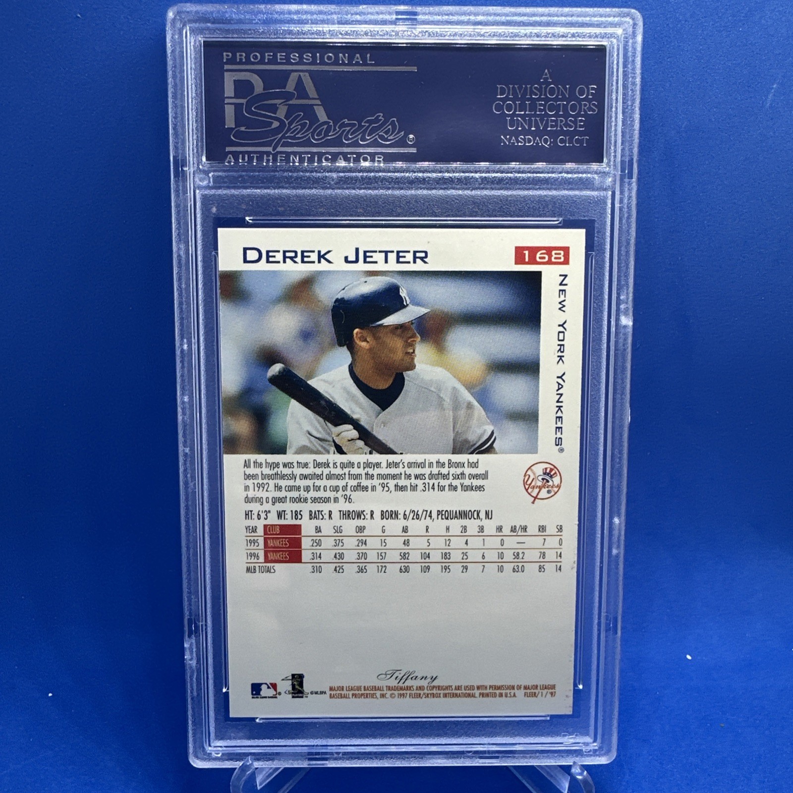 1997 Derek Jeter Fleer Tiffany  #168 PSA 9 Mint  view 2