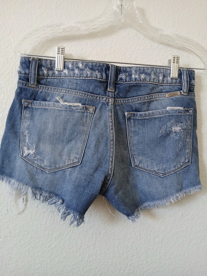 Kancan Denim Blue Raw Hem Shorts With Distressing Detail Size Small Summer - Image 2 of 4