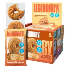 Legendary Foods 22gr Protein Donuts - Crumbly Cinnamon 8x 2 Donuts per Pack H...