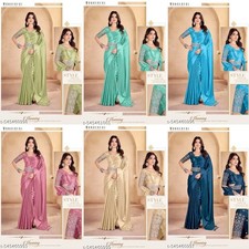 READY TO WEAR PURE SATIN FABRIC SAREE WITH BELT