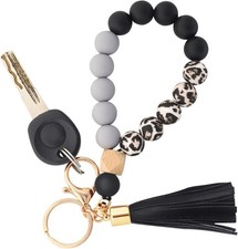 Silicone Key Ring Bracelet Wristlet Keychain Unique Beaded Bangle Key Chains for