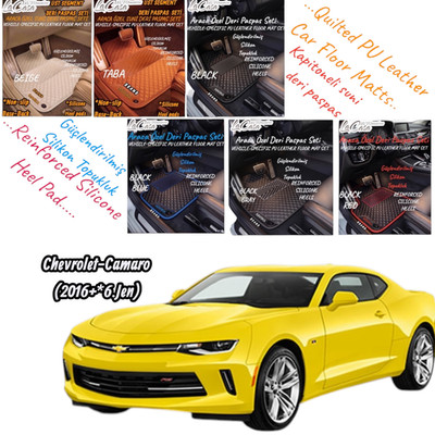 Faux  Leather Quilted Floor Mats For Chevrolet-Camaro(2016+ *6.Jen)-Beige