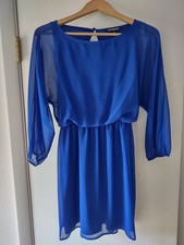 Express Womens XS Blue Chiffon Dress Fit Flare Homecoming Wedding Guest