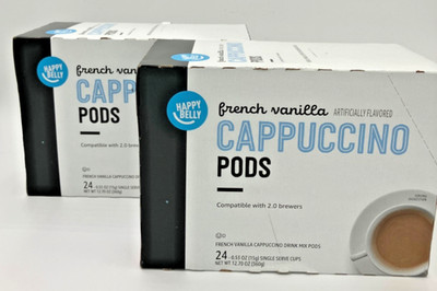 48 pods Happy Belly French Vanilla Cappuccino Coffee Keurig Pods  BB 05/2026