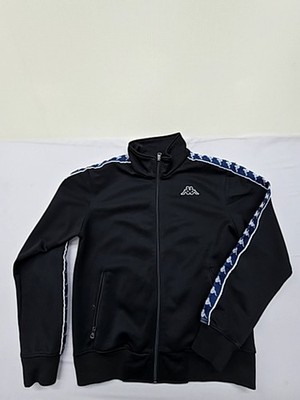 Kappa Mens Black Stripe Track Jacket M Polyester Zipper Med