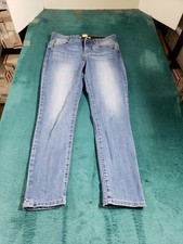 Democracy Jeans Size 4 Blue Stretch Pants Mid Rise Ab Solution Skinny Ankle