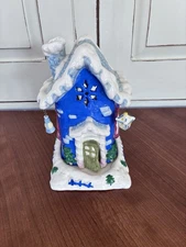 Ceramic Christmas Candle Tea Light House (candle not included) With Box