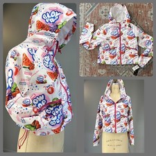 Nwt Jacket Hoodie Novelty Print Charm Candy Advertising Zipup Mesh 4 Pocket New