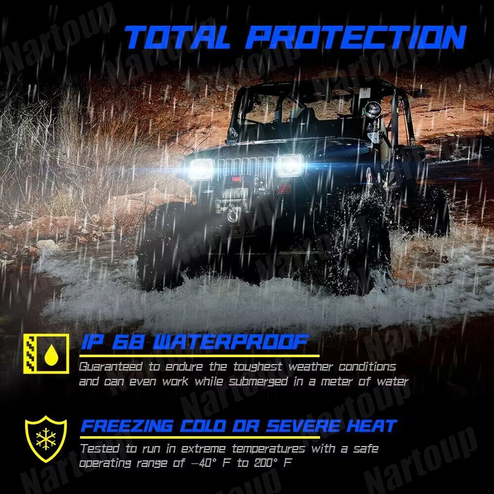 5x7 7x6 H6054 LED Headlights for Jeep Wrangler YJ Cherokee XJ Ford Chevy TOYOTA — 第 3/4 张图片