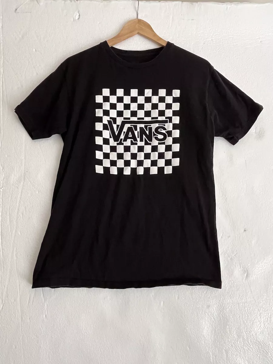 Vans Black White Checkerboard T-Shirt M | eBay