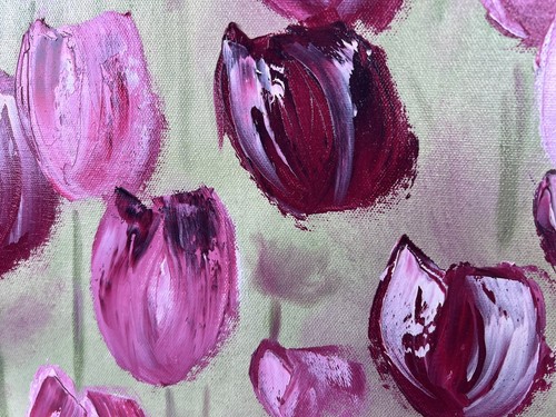 Original Oil Painting Tulip Field Floral Artist Signed Canvas 22x28 - Picture 4 of 10