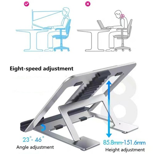 Lenovo Aluminum Alloy Cooling Adjustable Stand Holder For Laptop 10"-15.6" - Picture 8 of 13