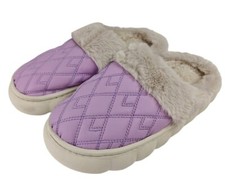 Women's Winter Plush Fleece Full Slippers Soft Fuzzy, Purple/Black
