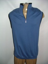 MENS BOBBY JONE 1/2 ZIP VEST SIZE XL TALL 100 COTTON BLUE SOLID  185