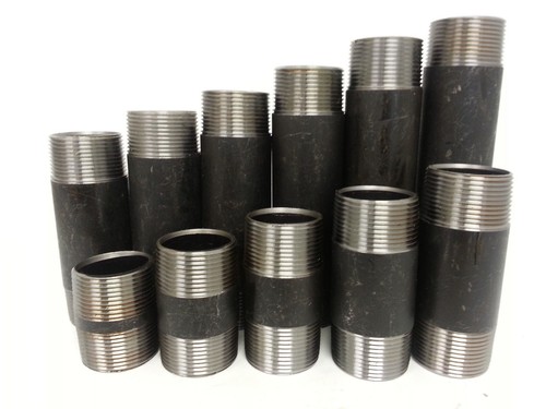 BLACK STEEL 3/8" Nipple Set: Pipe Sizes Close - 6" Pack malleable iron