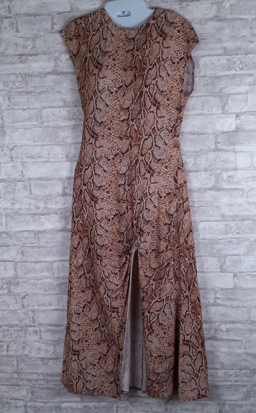 Reformation Maxi Dress Large Snake Print Front Slit Sleeveless Stretchy Reptile