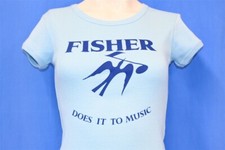 vintage 70s FISHER DOES IT TO MUSIC AUDIO ELECTRONICS NYC WOMEN'S t-shirt XS