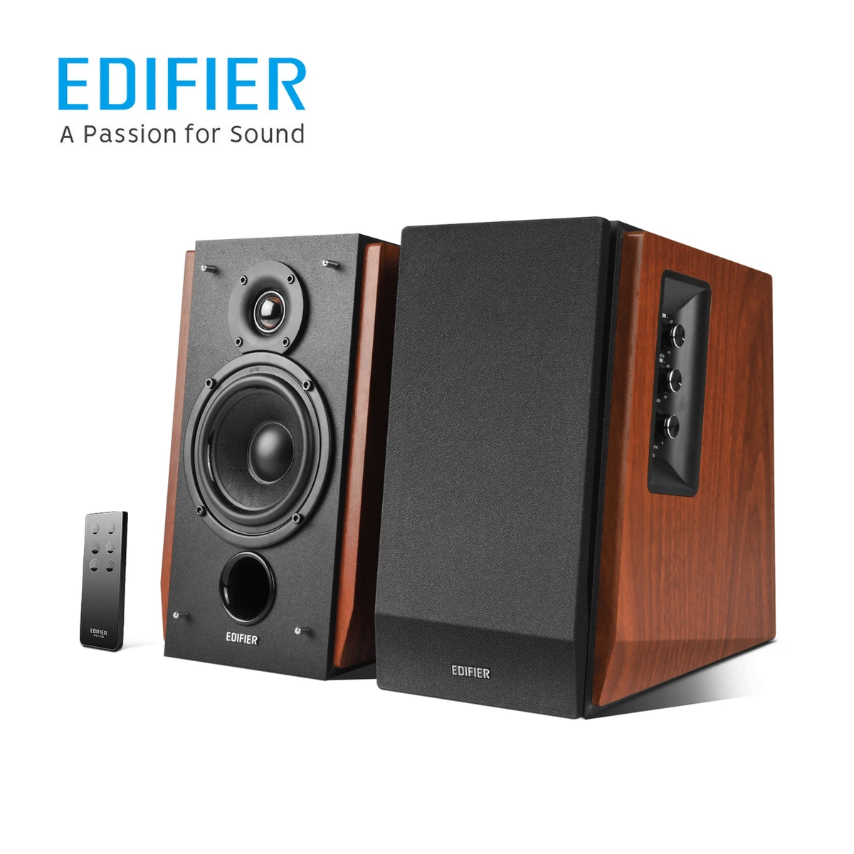 EDIFIER R1280T WiiM Mini - Actieve 2.0 Boekenkast Luidsprekers met WiiM Mini inbegrepen voor Streaming Airplay 2 Werkt met Alexa & Siri - 42 W RMS - Hout