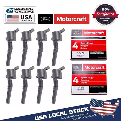 DG508 Ignition Coils and Motorcraft Spark Plug SP479 Fits Ford F150 Lincoln 5.4L