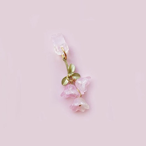 1PC Cute Pink Lily Of The Valley Phone Charm Flower Green Leaf Dust Plug _ou - Afbeelding 4 van 12
