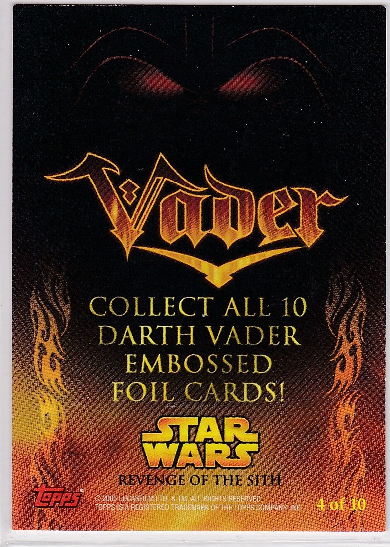 Topps スターウォーズ REVENGE OF THE SITH 未開封 STAR WARS 2005 TOPPS REVENGE OF THE SITH DARTH VADER EMBOSSED FOIL