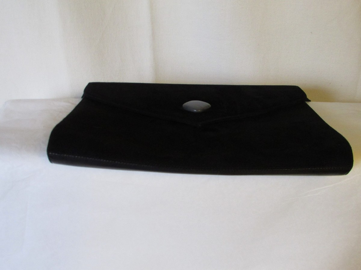 Pochette Vintage BALLY En Daim Et Cuir Noir – Occasion, Bon état, Style Sac Porté épaule
