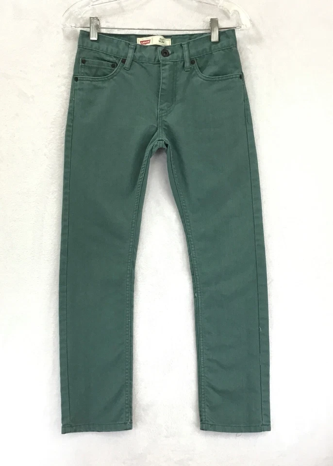 Pantalones de mezclilla Levi's 511 ajustados/verdes tiro medio/niños talla 14 regular/W27 L27  Foto 2 de 4