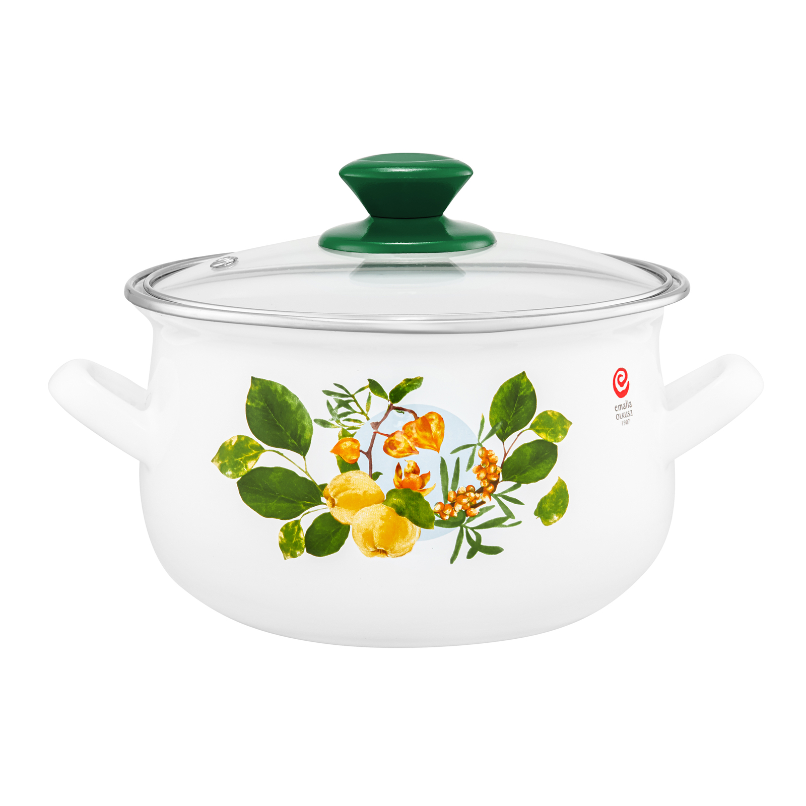 Kochtopf Topf emailliert mit Deckel Quittenfrucht 22 cm 5l EMALIA OLKUSZ