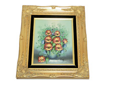 Original Ölgemälde Ölbild Blumen Blumenstrauß Blumenvase Sign ?