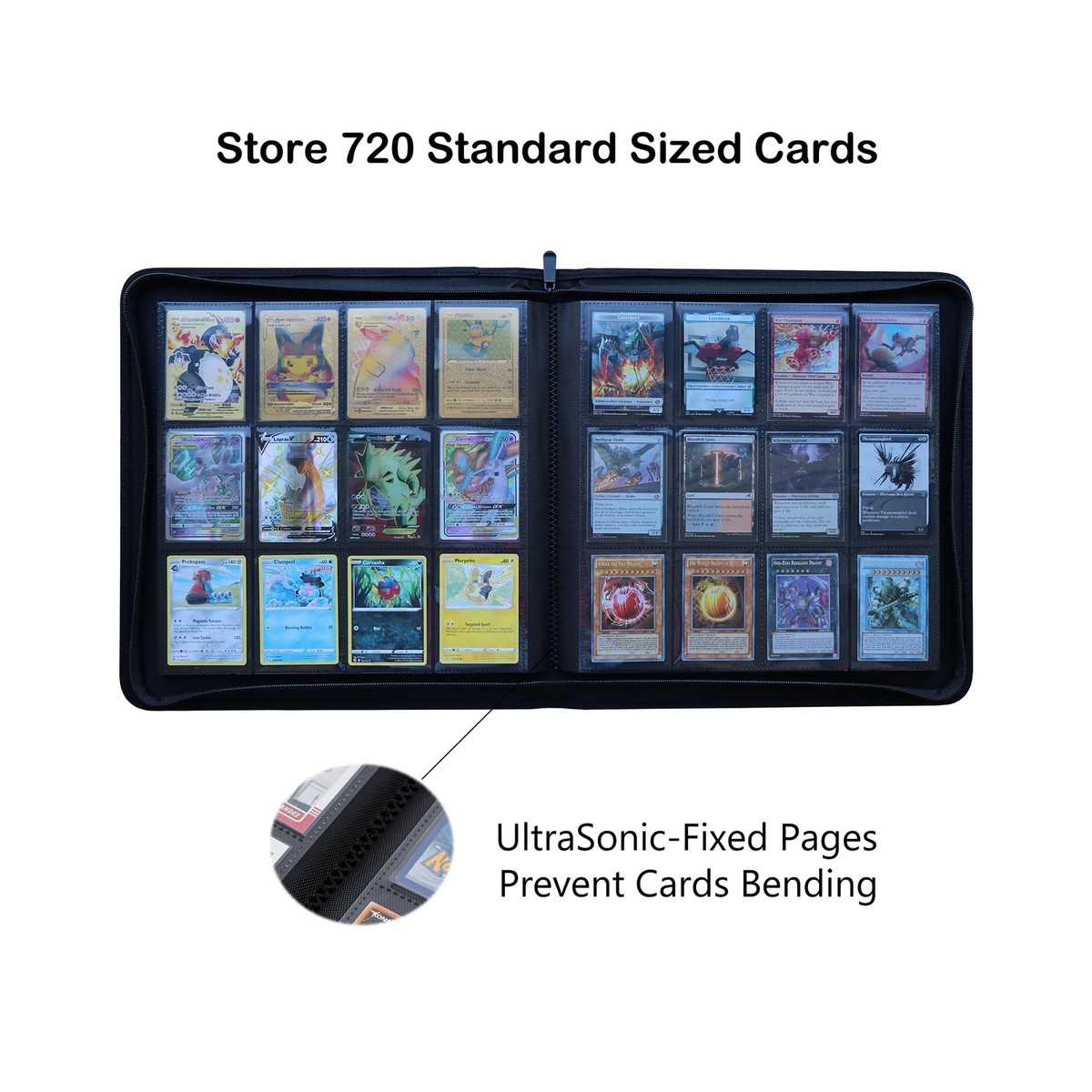 Rayvol Premium 12-Pocket 720 Card Binder, Ringless Trading