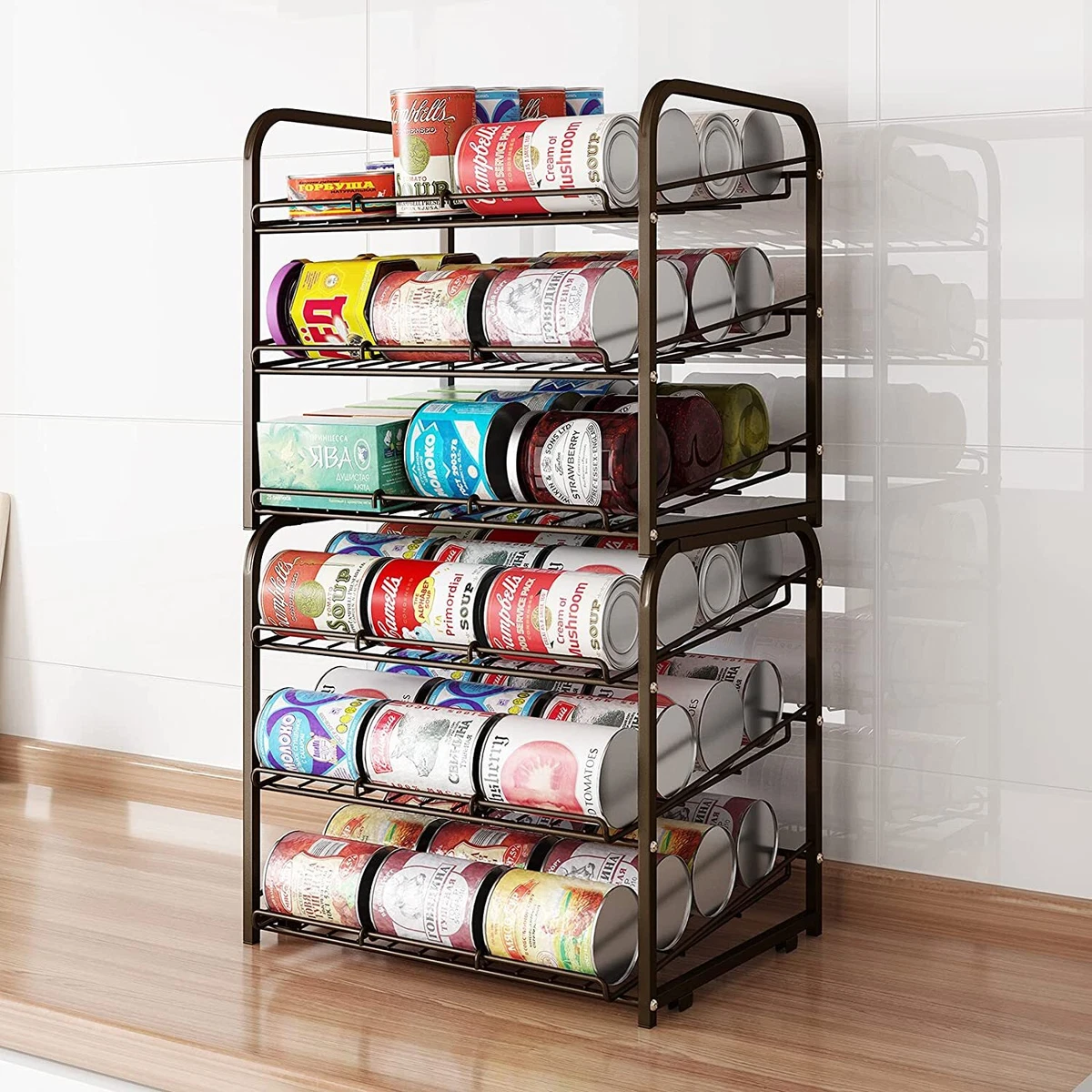 2 Pack Can Organizer Stackable Food Storage Holder Kitchen Cabinet Pantry  Rack