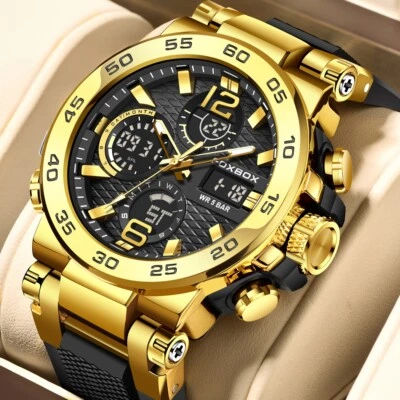 LIGE Reloj deportivo reloj de cuarzo reloj de pulsera para hombres digital fecha 5ATM impermeable relojes de lujo