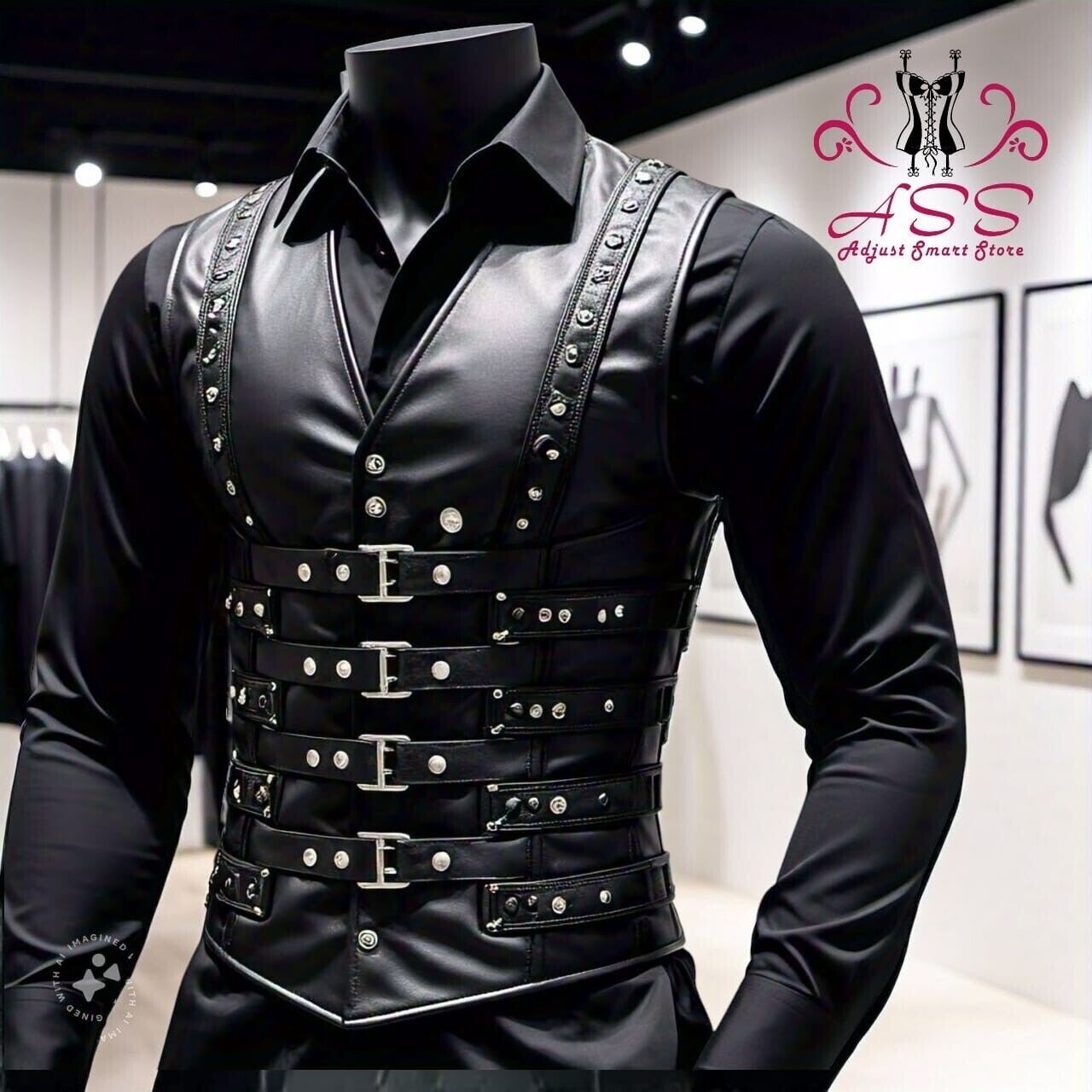 Men's Corset Vest & 2-Piece Pant Set for a Stylish Look-image