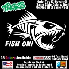 Fish On V2 Fishing Funny Diecut Vinyl Window Decal Sticker Car Truck Suv Jdm