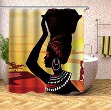 African woman Waterproof Shower Curtain Sets Bathroom Decor Curtain For Gift 70"