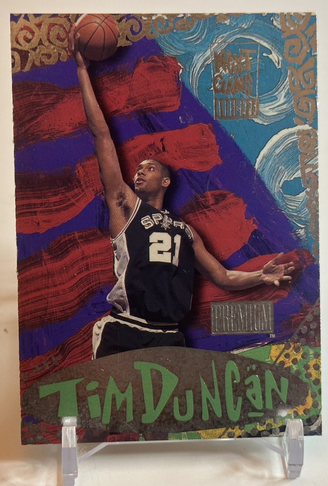 1997-98 Skybox Premium Next Game Tim Duncan RC Year Card #7 NG W/Top Loader 🔥