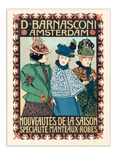 Advertentie kledingzaak VAN CASPEL Vintage Illustration 1880 Poster Art Print